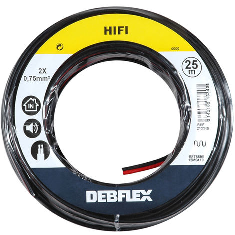 Câble hifi 2x0.75 mm² Noir/Rouge 25M DEBFLEX