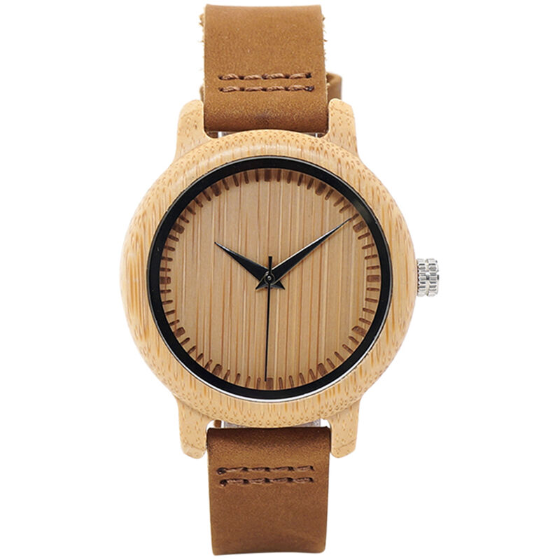 

BOBO BIRD Reloj de madera para mujer con correa de cuero Movimiento de cuarzo Relojes deportivos casuales Regalo con caja