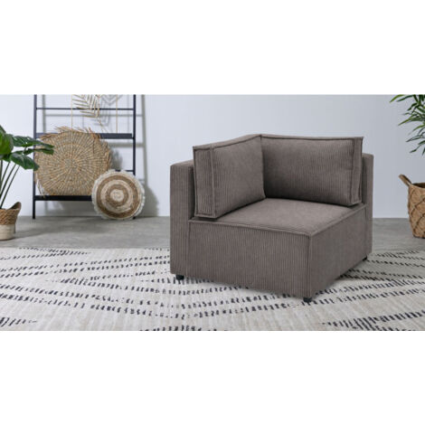 BOBOCHIC - Angle pour canapé modulable NIHAD tissu velours côtelé Marron