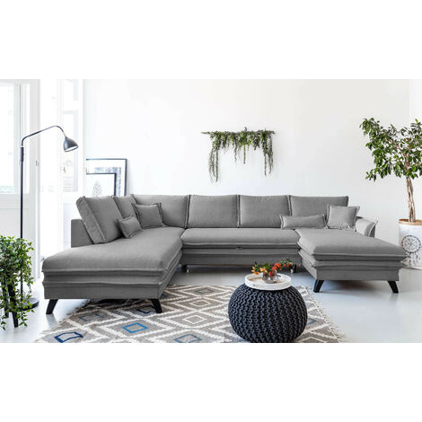BOBOCHIC BOHO - Canapé d'angle panoramique XXL - convertible - avec coffre - Gauche