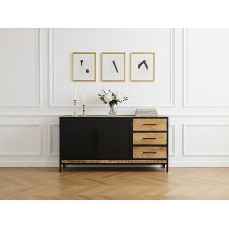 BOBOCHIC - Buffet 2 portes 160 cm BEAUBOURG bois massif de manguier