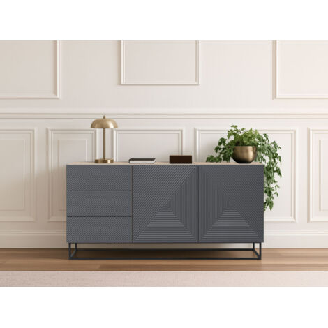 BOBOCHIC - Buffet 2 portes 167 cm ALICE pieds en métal   Gris foncé