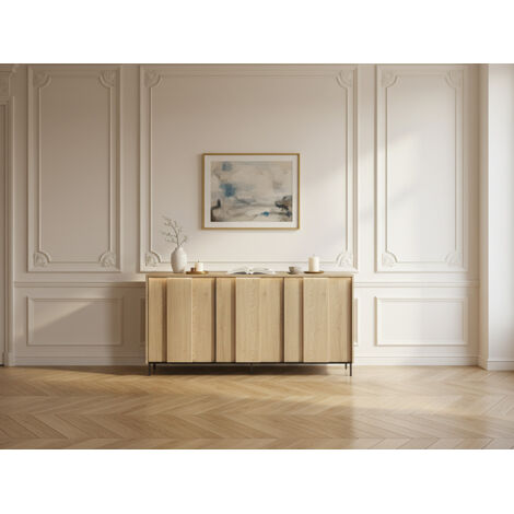 BOBOCHIC - Buffet 3 portes 167 cm TILIA imitation chêne avec LED