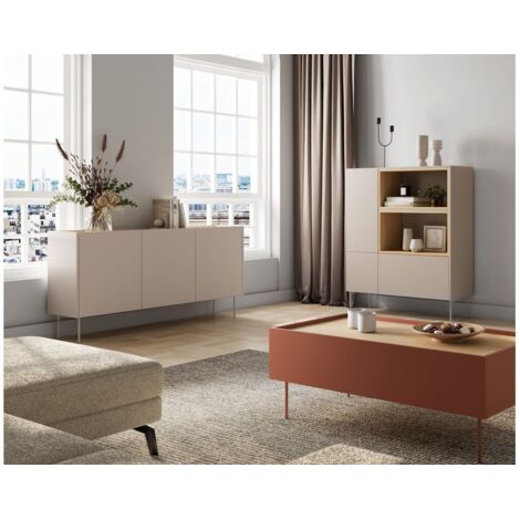 Bobochic – Buffet 3 portes 170 cm – Largeur 40 cm – Hauteur 85 cm – Design moderne avec pieds en métal – Rangement spacieux pour intérieur élégant