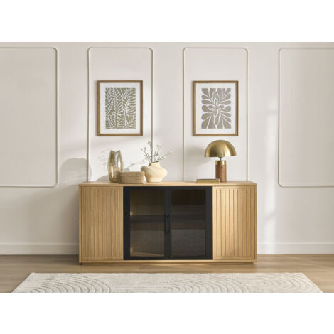BOBOCHIC - Buffet 4 portes 160 cm THEMYS placage chêne massif