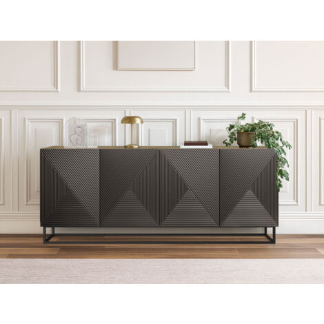 BOBOCHIC - Buffet 4 portes 200 cm ALICE pieds en métal Gris foncé