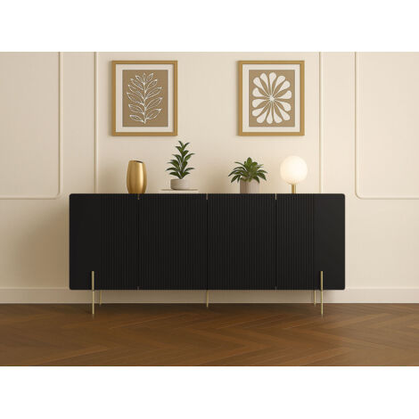 BOBOCHIC - Buffet 4 portes 200 cm MATHILDE pieds or