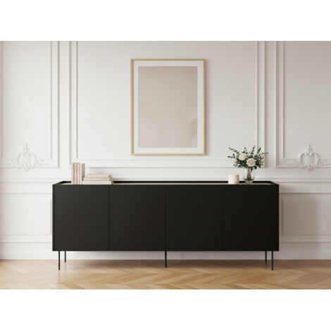 BOBOCHIC - Buffet 4 portes 220 cm ATLAS Noir