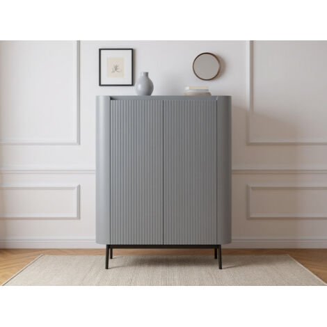 BOBOCHIC - Buffet haut 2 portes 100 cm JAY effet tasseaux   Bleu