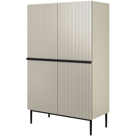 BOBOCHIC - Buffet haut 2 portes 100 cm KASHA Pieds noir   Beige