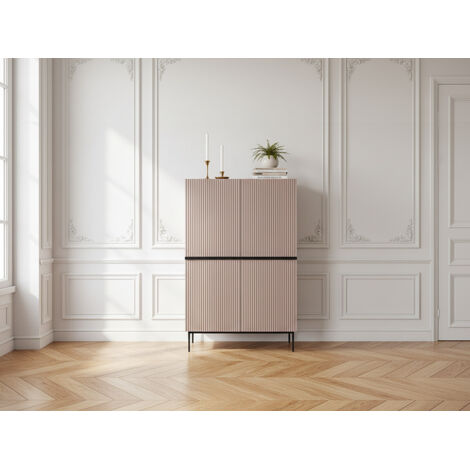 BOBOCHIC - Buffet haut 2 portes 100 cm KASHA Pieds noir   Rose