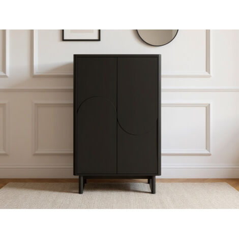 BOBOCHIC - Buffet haut 2 portes 80 cm ESTEBAN formes géométriques   Noir