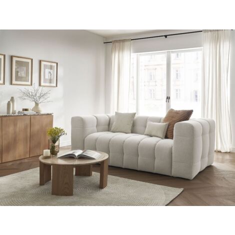 Bobochic – Canapé convertible 3 places CLOUD – Tissu lisse beige – Couchage quotidien 190x140cm – Structure bois et mousse HD