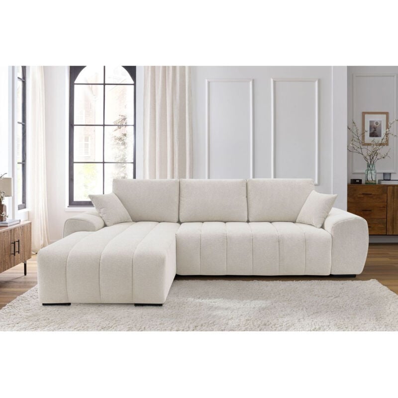 Bobochic - Canapé d'angle convertible coffre albi Angle gauche Beige