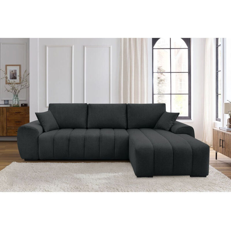 Bobochic - Canapé d'angle convertible coffre albi Angle droit Noir