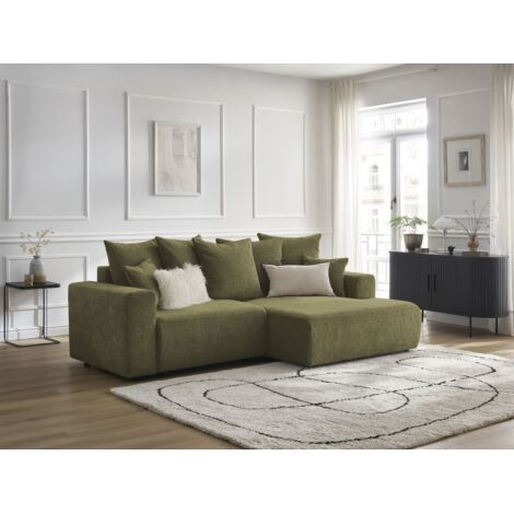 BOBOCHIC - Canapé d'angle convertible coffre ATILLA tissu texturé Angle droit  Vert