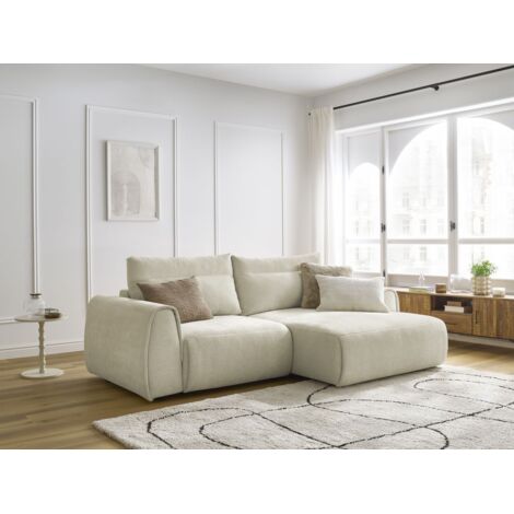 BOBOCHIC - Canapé d'angle fixe compact ADEN Angle droit  Beige
