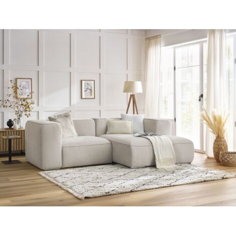 BOBOCHIC - Canapé d'angle fixe compact ZEPHYR Angle droit  Beige