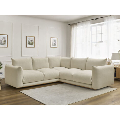 BOBOCHIC - Canapé d'angle fixe ERNEST tissu bouclette   Beige