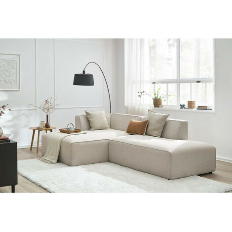 Bobochic – Canapé d'angle fixe MEGEVE 250 cm – Tissu déperlant – 5 places – Design contemporain – Angle gauche – Fabrication Pologne