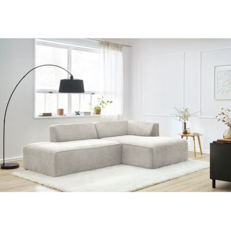BOBOCHIC - Canapé d'angle fixe MEGEVE tissu texturé Angle droit  Beige