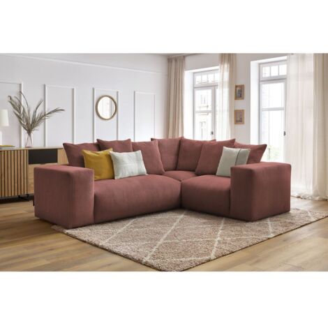 BOBOCHIC - Canapé d'angle fixe modulable VOLTAIRE avec 1 chauffeuse 2 places, 1 angle et 1 chauffeuse 1 place Angle droit Rose