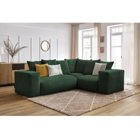 BOBOCHIC - Canapé d'angle fixe modulable VOLTAIRE avec 1 chauffeuse 2 places, 1 angle et 1 chauffeuse 1 place Angle droit  Vert