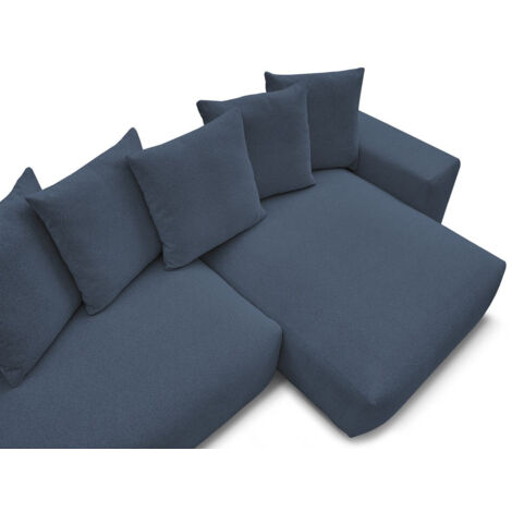 BOBOCHIC - Canapé d'angle fixe réversible VOLTAIRE tissu chiné   Bleu foncé