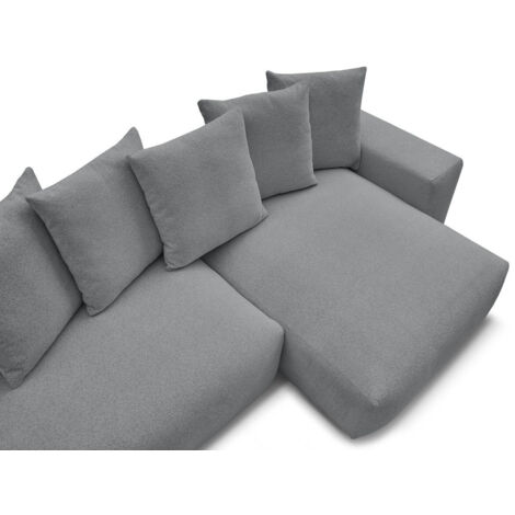 BOBOCHIC - Canapé d'angle fixe réversible VOLTAIRE tissu chiné   Gris foncé