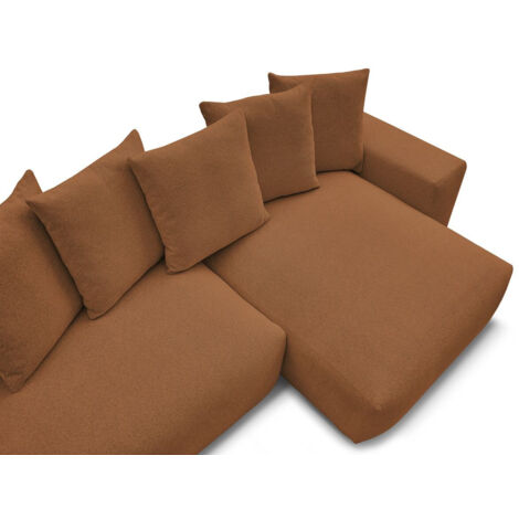 BOBOCHIC - Canapé d'angle fixe réversible VOLTAIRE tissu chiné   Orange