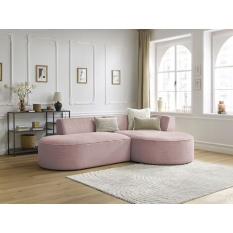 BOBOCHIC - Canapé d'angle fixe ROUSSEAU velours côtelé Angle droit Violet