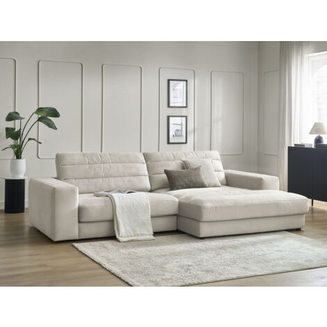 BOBOCHIC - Canapé d'angle fixe SIERRA velours Angle droit  Beige