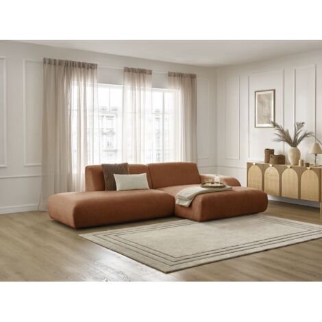 BOBOCHIC - Canapé d'angle fixe SIRIUS tissu texturé Angle droit  Orange