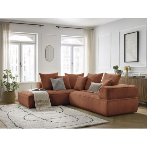 BOBOCHIC - Canapé d'angle L fixe WHESLEY Angle gauche  Orange
