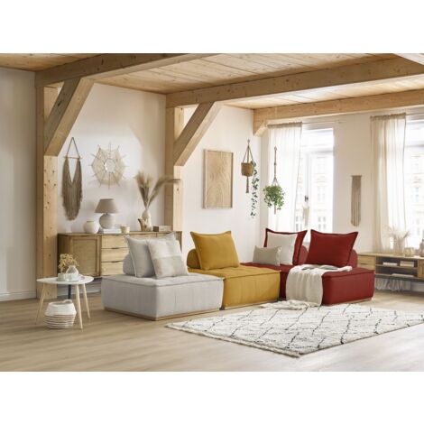 Bobochic – Canapé d'angle modulable 4 places – 300cm x 175cm – Tissu texturé déperlant – Design moderne sans accoudoirs – Confort équilibré