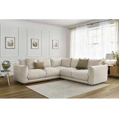 Bobochic – Canapé d'angle réversible 4 places en tissu beige – Ultra moelleux – Longueur 254 cm – Style moderne – Fabrication Europe