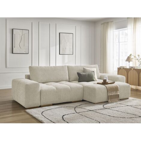 BOBOCHIC - Canapé d'angle réversible ANAKIN tissu bouclette Réversible  Beige