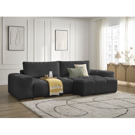 BOBOCHIC - Canapé d'angle réversible ANAKIN tissu texturé Réversible  Noir