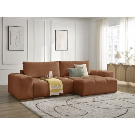 BOBOCHIC - Canapé d'angle réversible ANAKIN tissu texturé Réversible  Orange