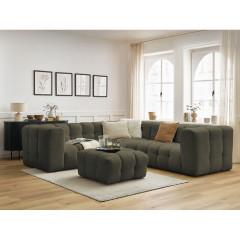BOBOCHIC - Canapé d'angle réversible CLOUD avec pouf Réversible  Vert