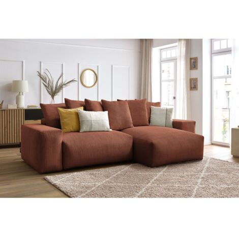 BOBOCHIC - Canapé d'angle réversible convertible coffre VOLTAIRE Réversible  Orange