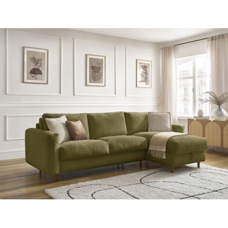BOBOCHIC - Canapé d'angle réversible convertible NOUVEAU COCOONE ouverture express tissu texturé Réversible 140x200 Vert
