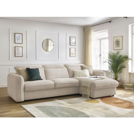 BOBOCHIC - Canapé d'angle réversible convertible ouverture express coffre ACHILLE  140x200 Beige