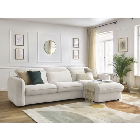 BOBOCHIC - Canapé d'angle réversible convertible ouverture express coffre ACHILLE  140x200 Blanc