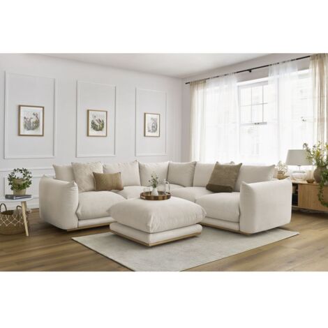 BOBOCHIC - Canapé d'angle réversible ERNEST avec pouf Réversible  Beige
