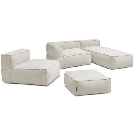 BOBOCHIC - Canapé de jardin modulable GIULIA avec bâche de protection, 1 chauffeuse 1 place, 1 angle, 1 méridienne et 1 pouf   Beige