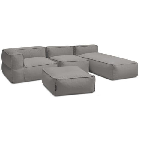 BOBOCHIC - Canapé de jardin modulable GIULIA avec bâche de protection, 1 chauffeuse 1 place, 1 angle, 1 méridienne et 1 pouf   Gris foncé