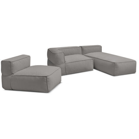BOBOCHIC - Canapé de jardin modulable GIULIA avec bâche de protection, 1 chauffeuse 1 place, 1 angle et 1 méridienne   Gris foncé
