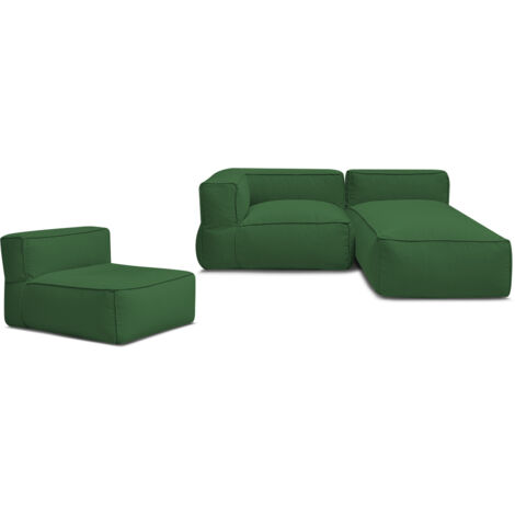 BOBOCHIC - Canapé de jardin modulable GIULIA avec bâche de protection, 1 chauffeuse 1 place, 1 angle et 1 méridienne   Vert
