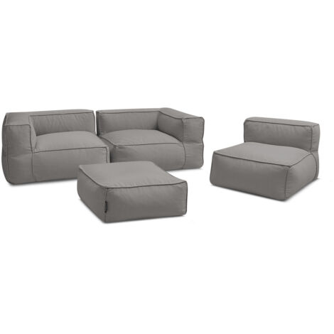 BOBOCHIC - Canapé de jardin modulable GIULIA avec bâche de protection, 2 angles, 1 chauffeuse 1 place et 1 pouf   Gris foncé